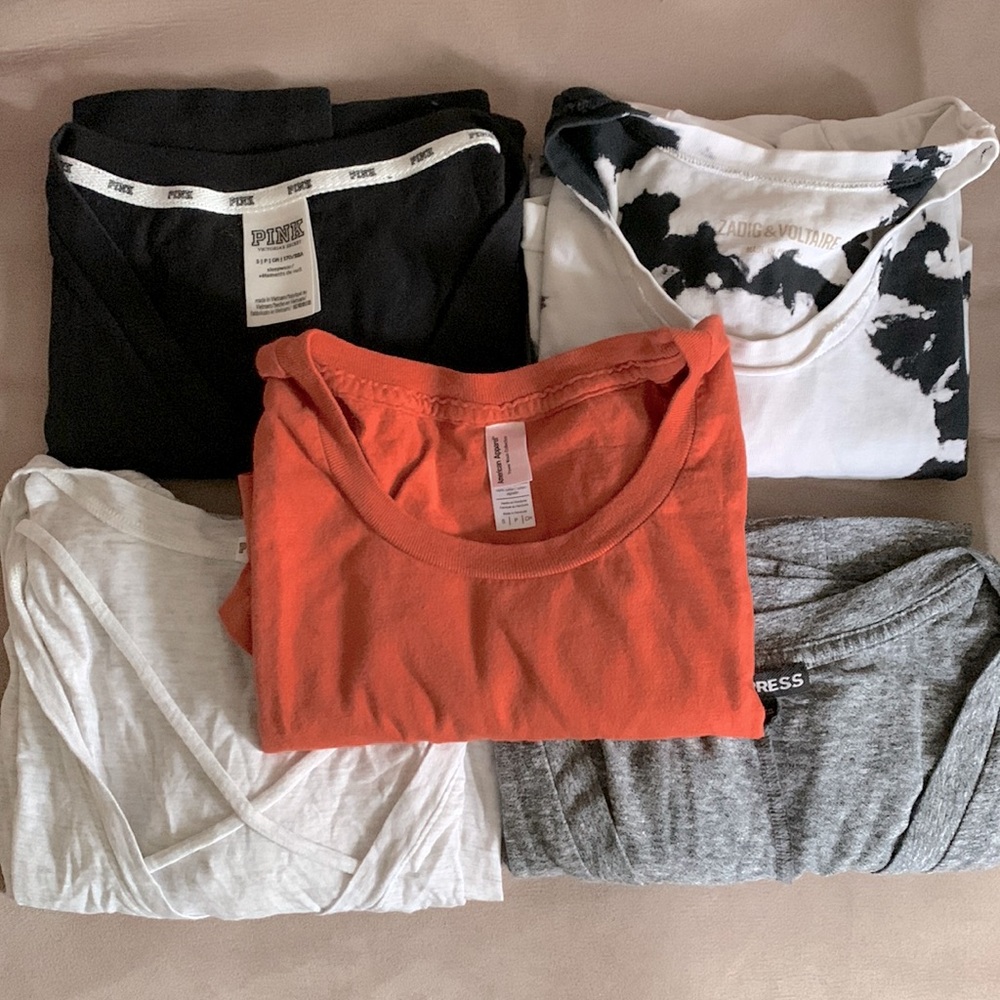 *5 T-Shirts* Bundle of Womens Cotton Short Sleeve T-Shirts Size XS/S